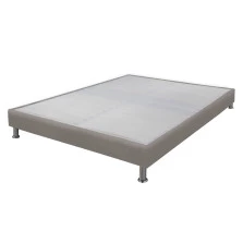 Sommier tapissier + jeu de pieds 140x190 Omega simili taupe 2x18 lattes